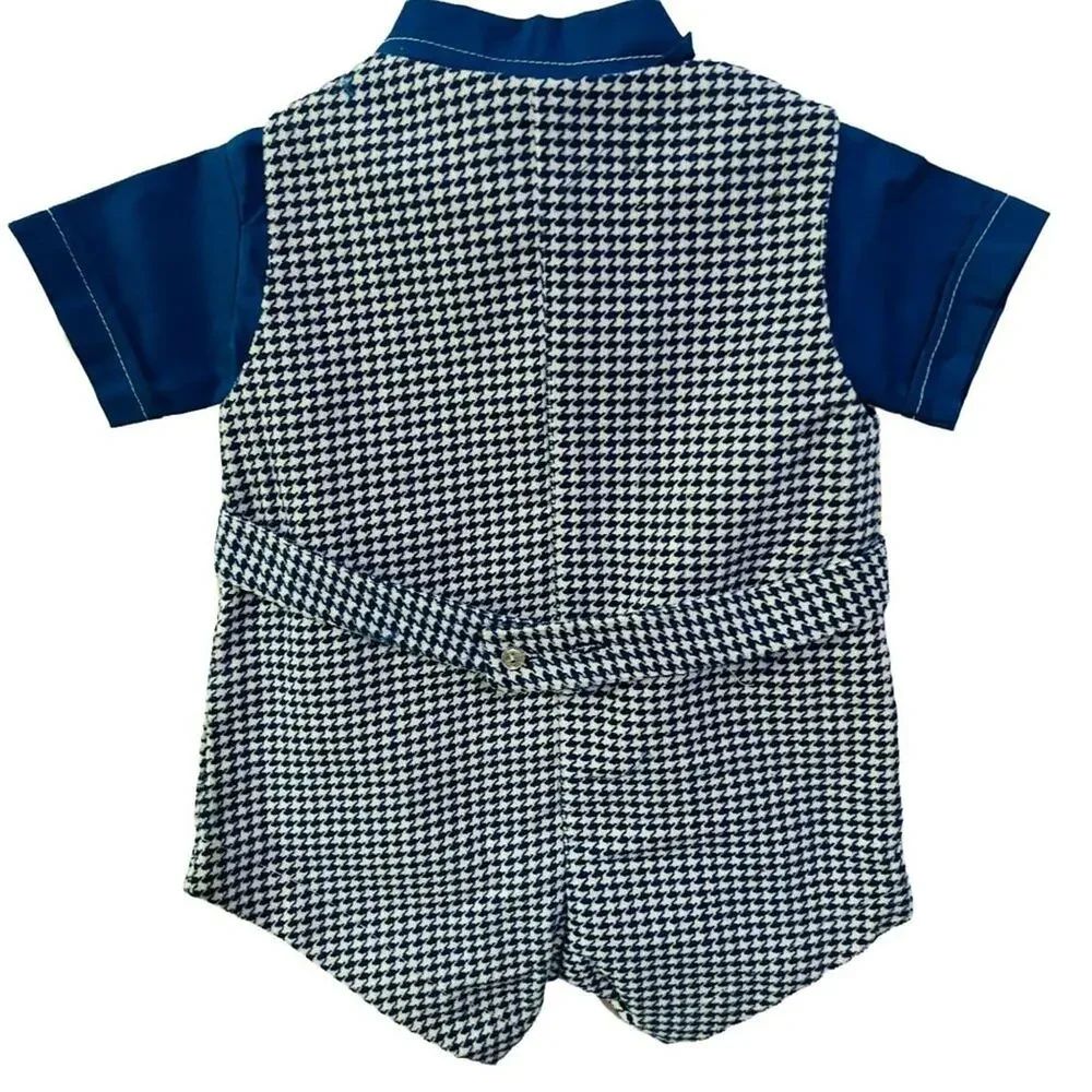 Vintage Catton Candy Baby Blue White Houndstooth 12 Months